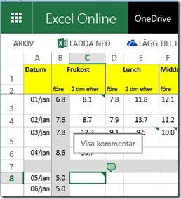 Excel kommentarsbubbla
